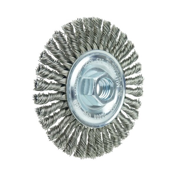 Weiler Wolverine 4" Knot Wire Wheel, Twist, .020" Wire, 5/8"-11 UNC Nut 36219 - main